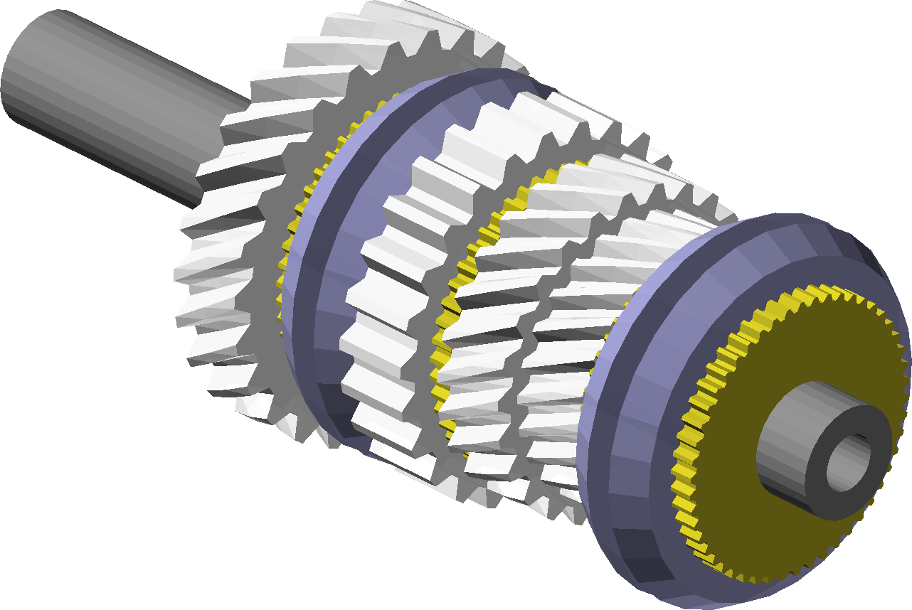 Mainshaft model with full helical gear geometry